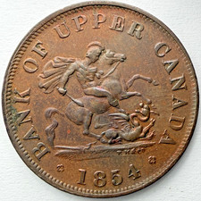 1854 Bank of Upper Canada Half Penny Bank Token Nice Details NICE COLOR!