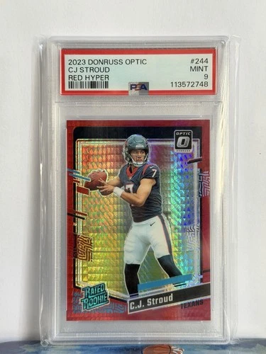2023 Panini Donruss Optic - Rated Rookie C.J. Stroud Red Hyper Prizm (RC) PSA 9