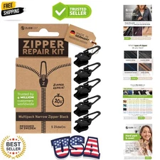 Zipper Pull Replacement - 5pcs, Black, Narrow - Instant Zipper Replacement Sl...