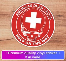 Grateful Dead Steal Your Face Red Dead Cross Premium Sticker 3 in Jerry Garcia