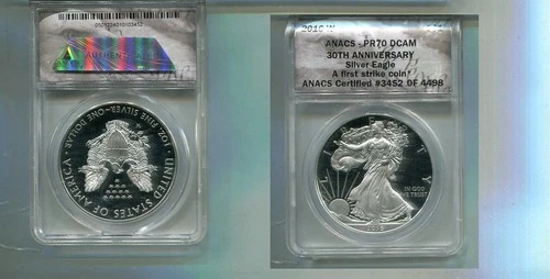 2016 W AMERICAN SILVER EAGLE 1 OUNCE .999 FINE PROOF COIN ANACS PR70 7324T