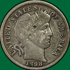 1898 Barber Dime Choice Very Fine VF+/XF Coin #36605