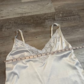 Vanity Fair Ivory Satin Lace Trim Camisole Slip Top Coquette Vintage 90s Large