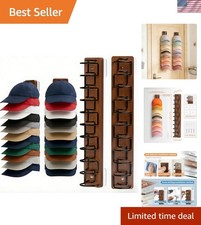2 Pack Hat Organizer for Baseball Caps, Wood Metal Hat Rack for Wall, Hat S...