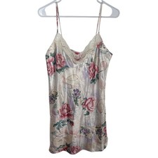 Vtg Sleep Solutions Chemise Nightgown Size Small Pink Floral Satin Lace Romantic