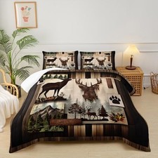 Deer Comforter Set Size  Lodge Quilt Set/Size, Rustic Cabin Bedding Full Unic 11
