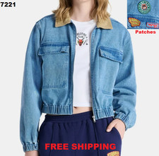 N.W.T Stranger Things Women's Denim Blue Jean Jacket W/Patches Size Medium 8-10