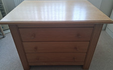 Light Oak Finish 3 Drawer Chest of Drawers, Solid Wood, 71.5x53.5x52cm, Modern