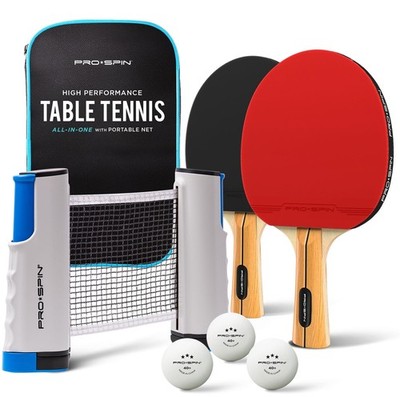 PRO SPIN Tischtennis Set | All-in-One 2-Spieler Set | Tragbarer Tisch