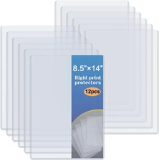 12 Pack 8.5" X 14" Rigid Print Protectors, Clear Waterproof Hard Plastic Page Sh