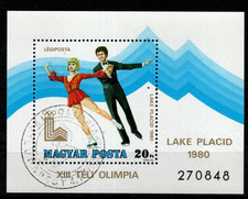 HUNGARY-1979.Souv.Sheet - Olympic Games,Lake Placid (2) USED!!! Mi.Bl.140.