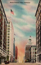 Postcard Linen Boston Avenue Tulsa Oklahoma Building 1946