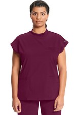 Wine Cherokee Scrubs Infinity Mock Neck Top CK742A WNPS