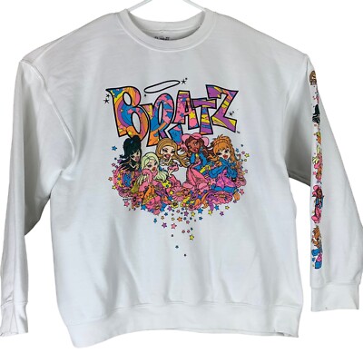 Bratz Jimmy Paul Size L/XL Sweatshirt White Crewneck Multicolor Graphics