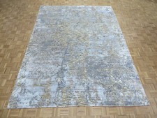 9 x 12'2 Hand Knotted Sky Blue Modern Abstract Oriental Rug With Silk G9717