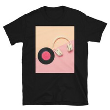 Headphones and Vinyl Record Photo T-Shirt
