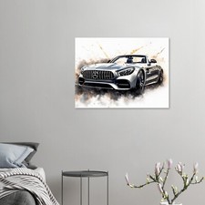 Poster Tableau Toile Mercedes XXL Noir - Déco Moderne Pour Salon, Bureau - Neuf