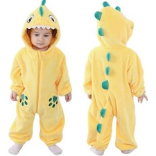 Unisex Baby Animal Costume Winter Flannel Hooded Jumpsuit Halloween Size 13-18 M