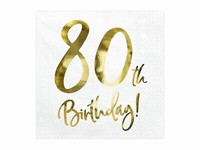 20 Servietten Geburtstag 80 Weiß-Gold Tischdeko Party Golddruck