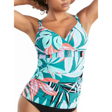Anne Cole L145214 Zesty Tropical Underwire Surplice Tankini Top Size 34C/36B