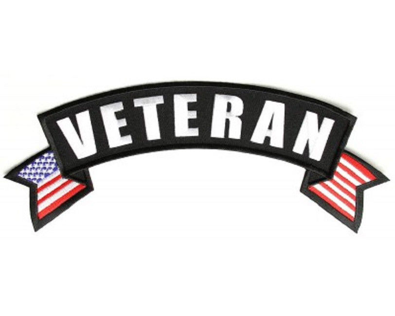 LARGE VETERAN TOP UPPER ROCKER FLAG MOTORCYCLE JACKET BIKER MILITARY ...