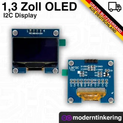1,3 ZOLL OLED Arduino 128x64 Display SSH1106 I2C IIC TWI weiß Raspberry Pi Modul
