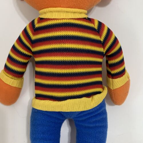 Vintage Sesame Street ERNIE Knickerbocker 11" Stuffed Plush Toy Blue Red Stripes - Picture 3 of 11