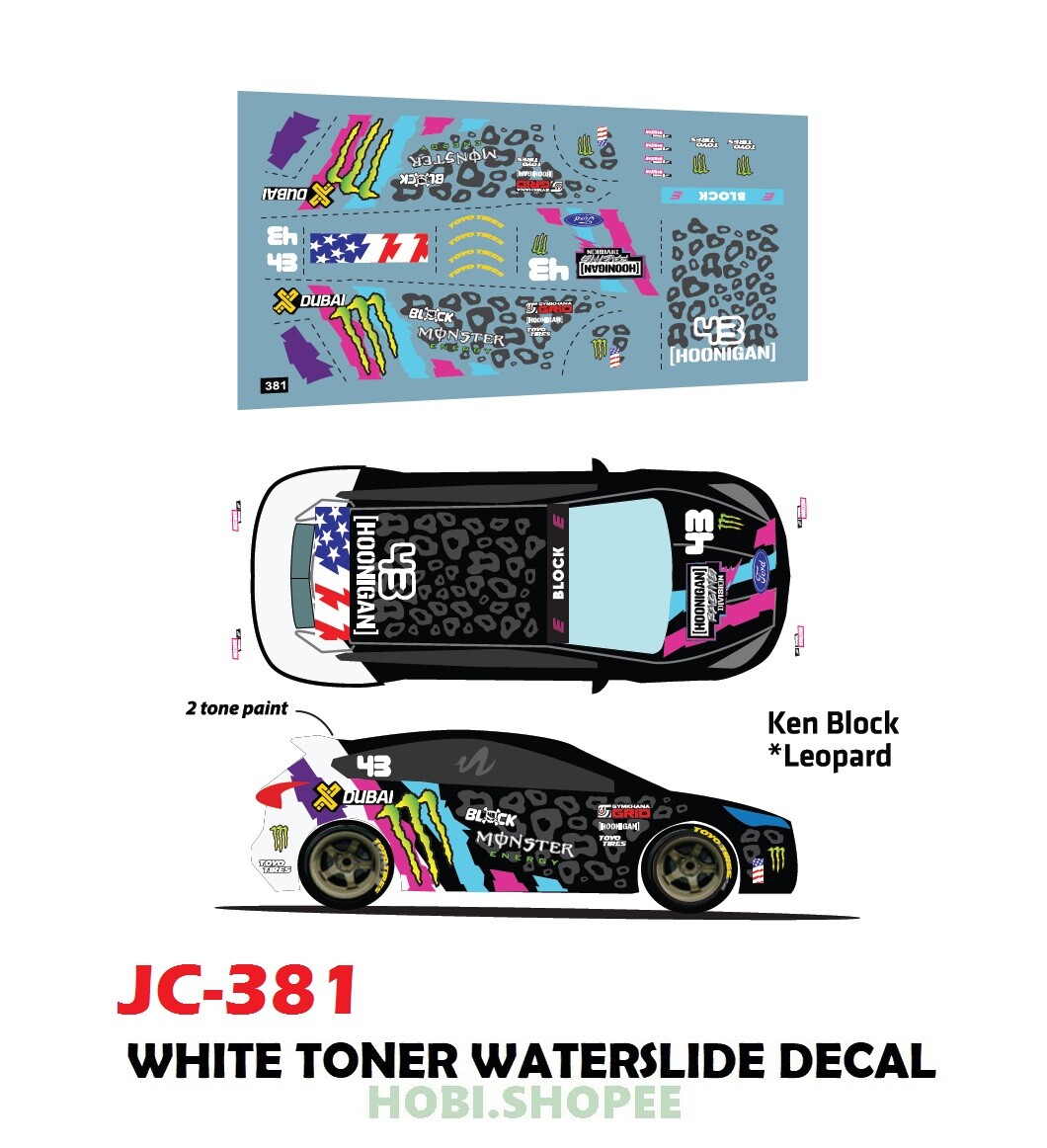 JC-9381 White Toner Waterslide Decals KEN BLOCK LEOPARD, 1:64 Hot