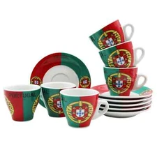 Portugal Themed Espresso Cups and Saucers, Set of 6