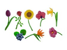 7x Set Flowers Miniblings Figures Miniature Blossoms Spring Rose Tulip Sunflower