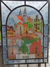 Bleiglasbild Fenster, Eichstätt Kirche und Bürgerhäuser, ca. 30 cm x  40 cm
