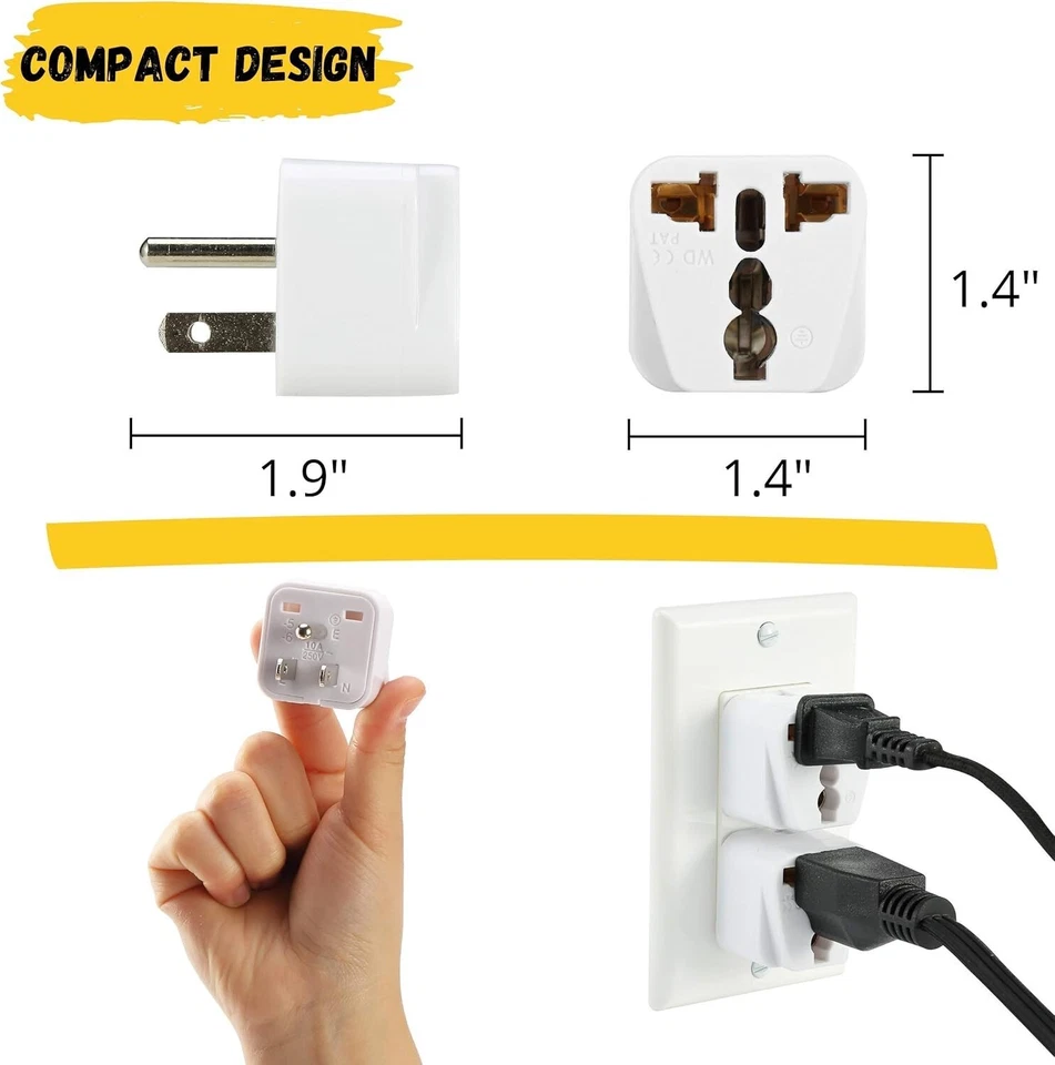 2 Pcs Universal UK US AU EU to American US USA Outlet Plug in Adapter Converter - Image 2 of 4