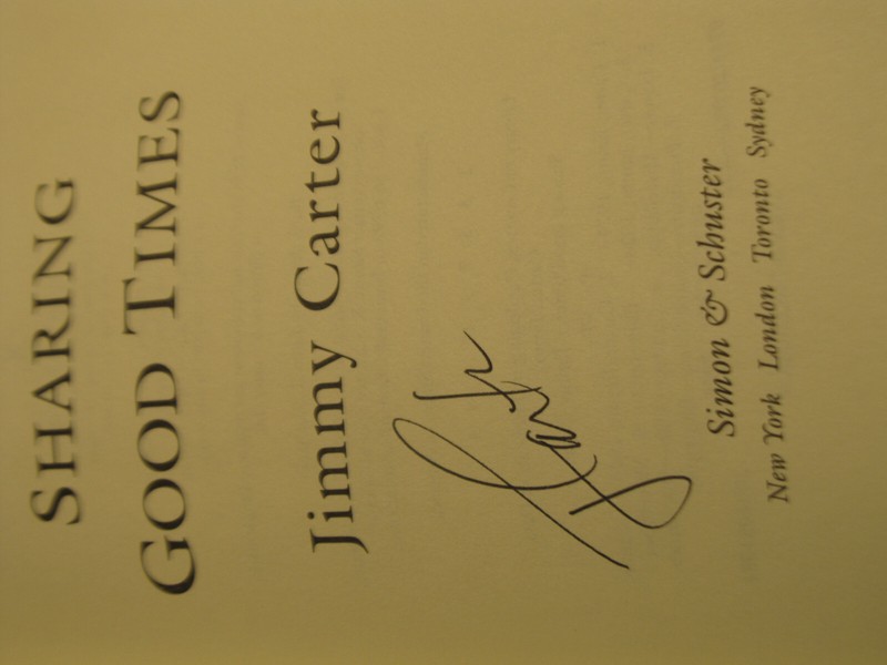 President Jimmy Carter signed book "Sharing Good Times"