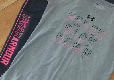 Under Armour word mark top & athletic pants set girls' L YLG pink