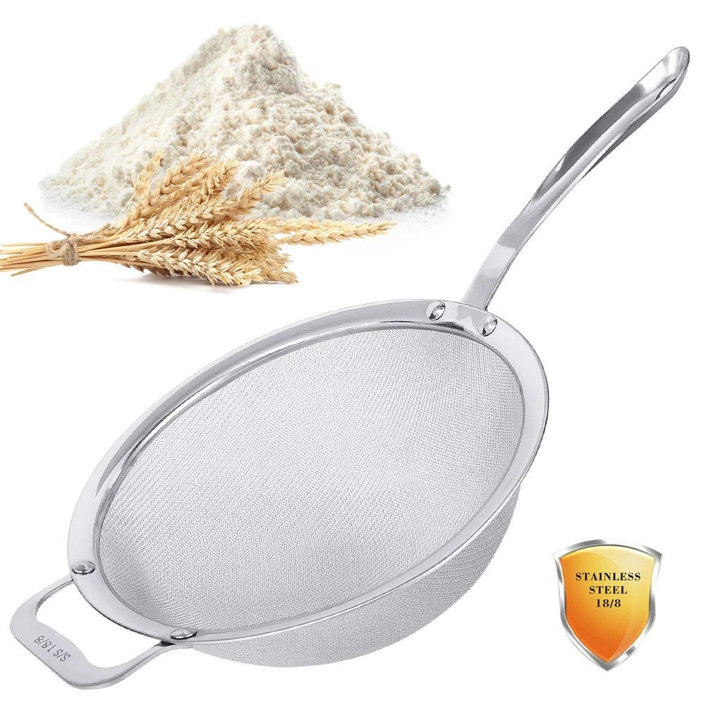 9" Large Stainless Steel Mesh Strainer - Extra Fine Quinoa Sieve, Sturdy Handle,