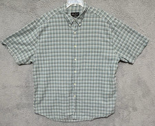 Eddie Bauer Mens Blue Brown Plaid Short Sleeve Button Down Shirt XL Outdoors