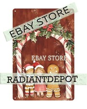 gingerbread wreath doorway tin sign festive cozy wall accessory