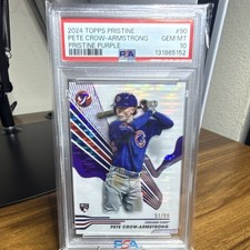 Topps 2024 Pristine Pete Crow-Armstrong Purple Pulsar Auto Rookie PSA 10 /99 Cu…