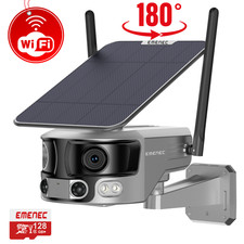 Solar Security Camera Outdoor WiFi Dual Lens 180  4K IP65   EMENEC ESK-180