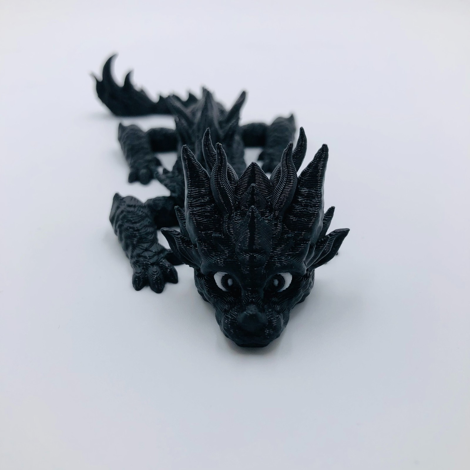 3D Printed Cute Black Baby Dragon Mystical Dark Articulating 6.5 Inch US Made
