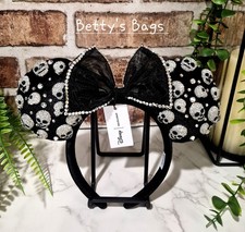 BaubleBar Disney Minnie Rhinestone Skeleton Halloween Ears Headband  NWT