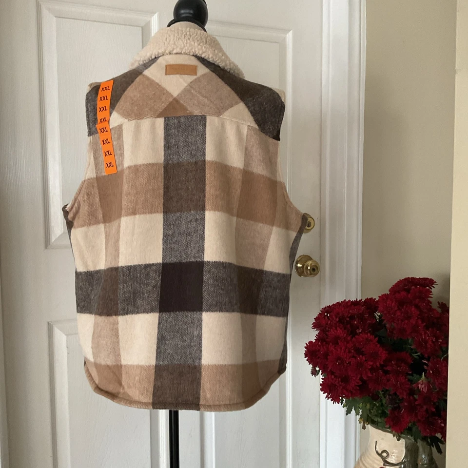 Sanctuary Shearling Lined Plaid Women’s Vest Size XXL - Image 4 of 4