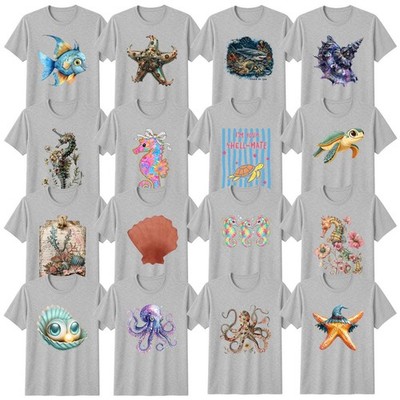 Floral Ocean Life Beach And Ocean T-Shirt Ocean Wildlife Geburtstagsgeschenk