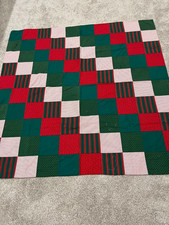 Quilt Various Red and Green Squares Christmas Wall Quilt - 53" x 53" - Ties