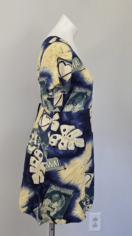 Vestido vintage Jams World Hospitality havaiano amarrar costas retrato paraíso grande - Imagem 4 de 4
