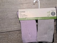 Brand New George Girls 4 Pairs Crew Socks. Shoe Size 10-13