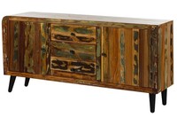 Sideboard Kommode Breit Schrank Highboard Altholz Retro Unikat Massiv Montiert
