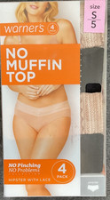 Warner's Women's 4-Pack Hipster Panties, No Muffin Top, Size S/5