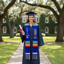Class of 2026 Sarape graduation sash school stole wraps Mexican Stole R. Blue