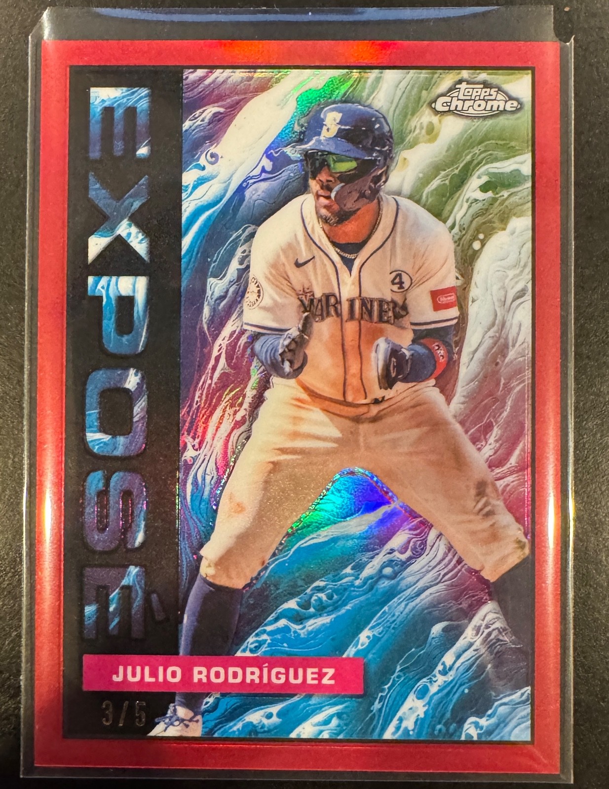 Julio Rodriguez 2025 Topps Chrome Expose Red Refractor /5 Mariners